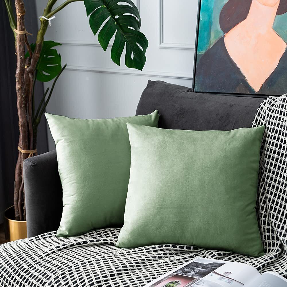 5704 Grass Green Velvet Throw Pillow Covers Oversize Soft Solid Decorative